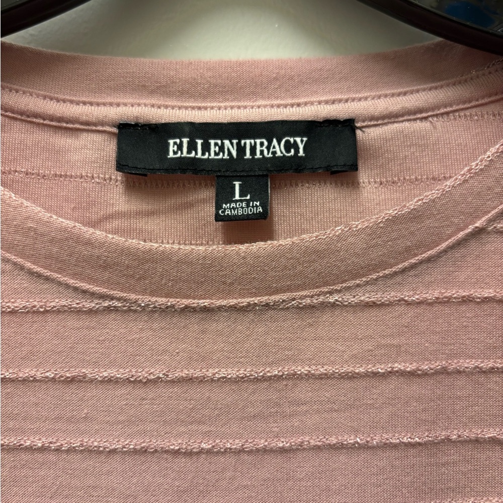 Ellen Tracy Dusty Pink Short Sleeve Top. Size L - Picture 2 of 5